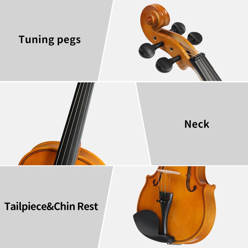 Full Size 4 4 Violin Set for Adults Beginners Students with Hard Case,Violin Bow,Shoulder Rest,Rosin,Extra Strings and Sordine