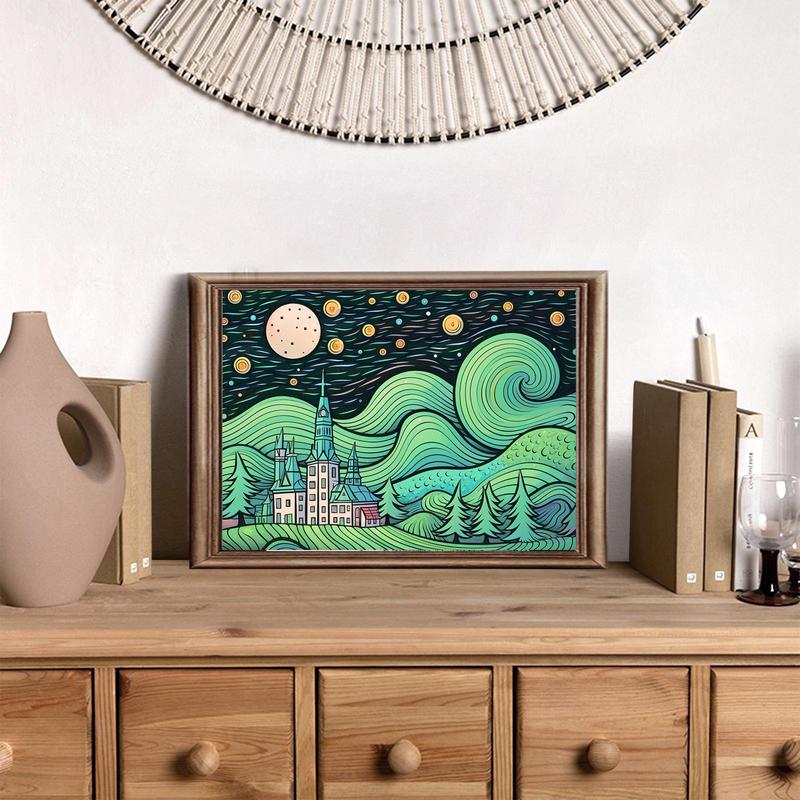 Van Gogh's Romantic Starry Sky Art Theme Coloring Painting, Helps Reduce Stress, Party Gift for Christmas and Other Festivals