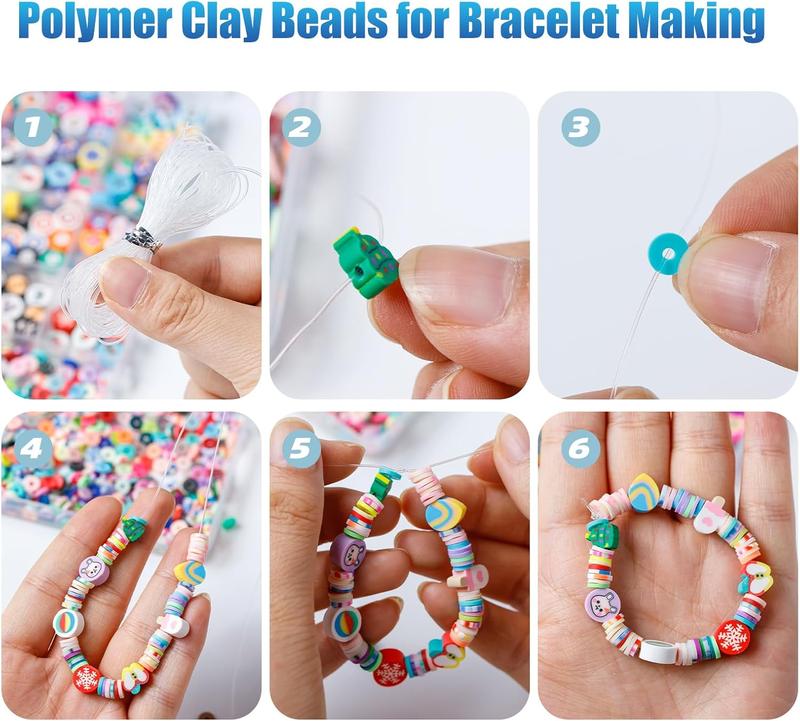 1000 count Polymer Clay Beads Bracelets Making kit, 24 Style Cute Fun Beads Friendship Bracelet Making kit with Letter Beads Charms Beads for  DIY Arts Crafts Girts Toys for  Girls  6-12