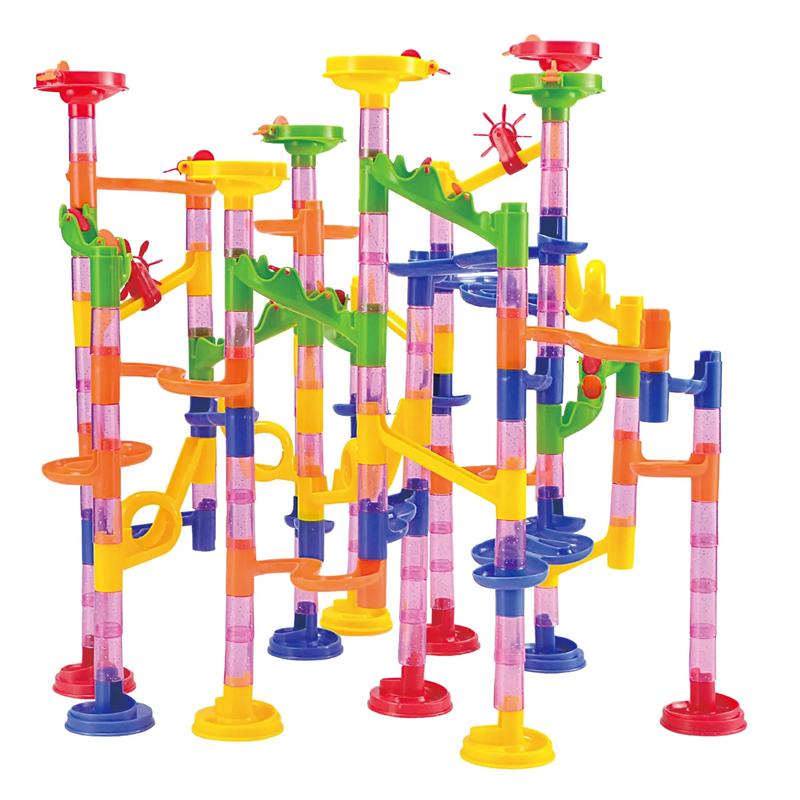 Christmas 2024 Gifts Marble Run Premium Set（196 Pcs- Construction Building Blocks Toys, STEM Educational Toy, Building Block Toy(156 Translucent Plastic Pieces+ 40 Glass Marbles)