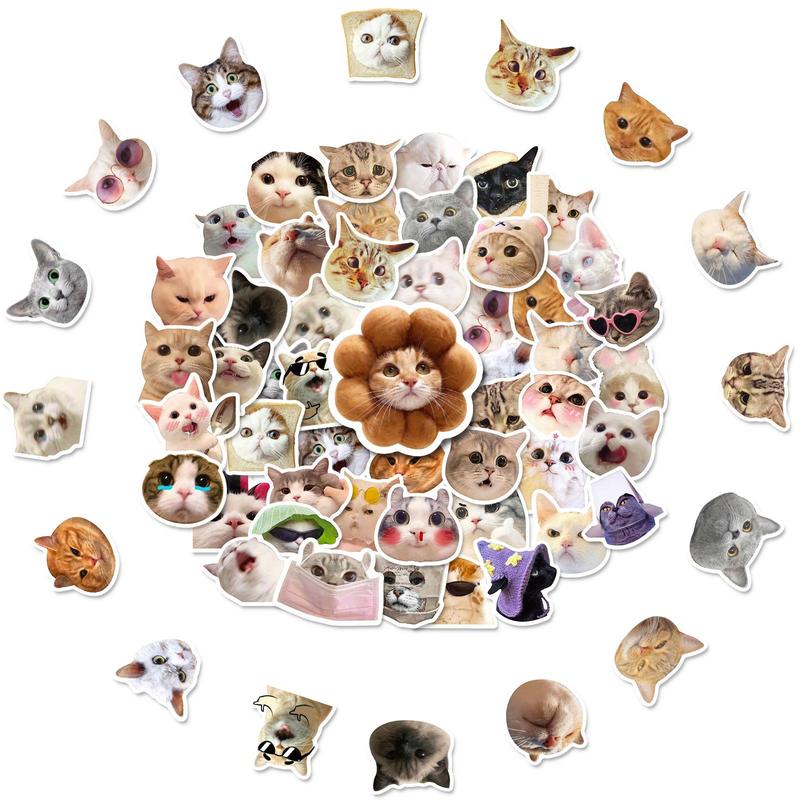 Cute Cat Pattern Sticker, 50pcs pack Waterproof Decorative Decals, DIY Creative Paster for Scrapbook & Notebook & Bottle Decor, Students Gifts, Girly Bedroom Accessories