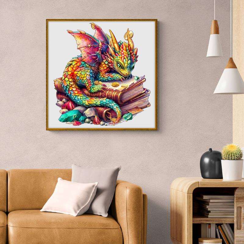 Jeweled Dragon Wooden Jigsaw Puzzle - Perfect for Kids and Adults Alike