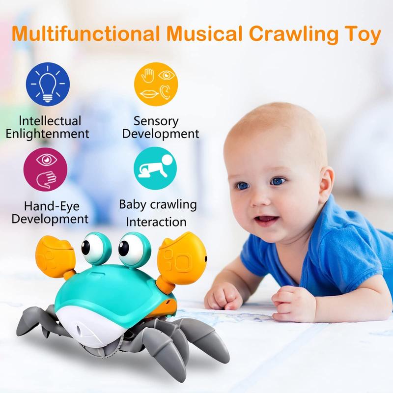 Crawling Crab Toy,Walking and Dancing Crab Toy,Sensory Fun Moving Crab Toy with Sound and light for Kids,Birthday Gifts for Boys Girls