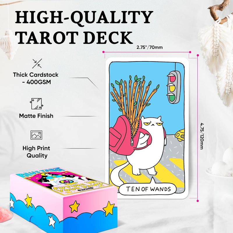 Cat Tarot Cards: A 78-Card Cat Tarot Deck with Guidebook - Unique Tarot Cards for Cat Lovers and Tarot Enthusiasts - Cute Tarot Cards for Beginners Tarot Deck