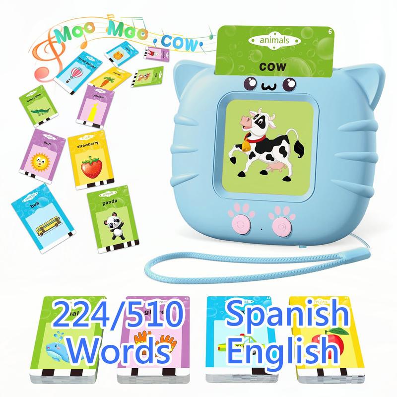 224 510(Spanish&English) Words Alphabet BilingualTalkingHash Cards for 3-8 YearsToddlers. Pocket Speech BuddyTherapy AutismToys,  EducationalLearing InteractiveToy for Boys GirlsKids Gifts Blue