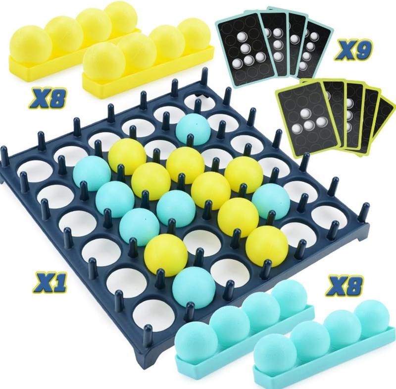 Bounce Ball Game with Family,Adults,Teens and Children,Connect Ball Board Games Table Game Toys,with 9 Cards with Different Patterns,16 Balls and 1 Game Grid,The Perfect Holiday Toy for Kids