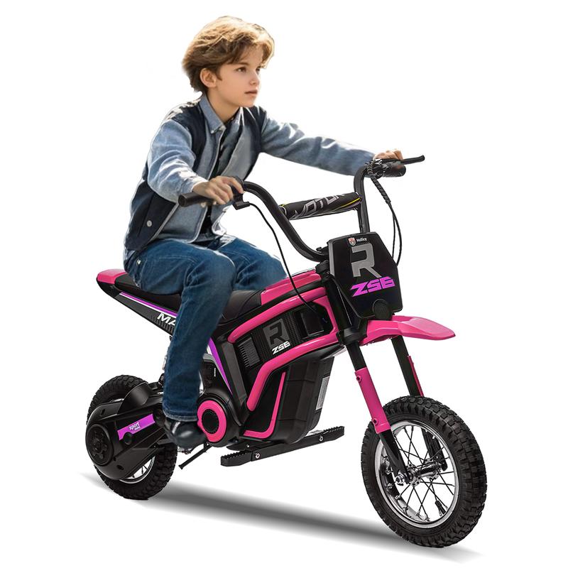 Red Pink Blue Green Kids Ride On 24V Electric Toy Motocross motor-cycle Dirt Bike-XXL large,Speeds up to 14.29MPH,Dual Suspension, Hand-Operated Dual Brakes, Twist Grip Throttle, Authentic Motocross Bike Geometry,Birthday Christmas Gift For Child