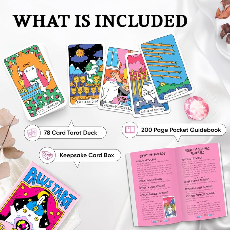 Cat Tarot Cards: A 78-Card Cat Tarot Deck with Guidebook - Unique Tarot Cards for Cat Lovers and Tarot Enthusiasts - Cute Tarot Cards for Beginners Tarot Deck