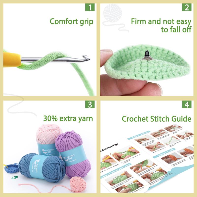 Cute Turtle Design Crochet Kit, 1 Set DIY Knitting Supplies, Including Crochet Hooks, Yarns, Scissors, Tape, Instructions, Creative Birthday and Holiday Gift Options