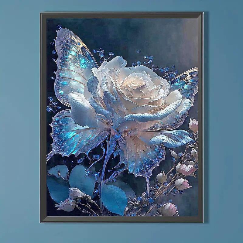 Butterfly & Rose Pattern DIY Diamond Arts Colorful Painting Kit without Frame, DIY 5D Diamond Arts Colorful Painting Kit, Wall Art Decor for Home