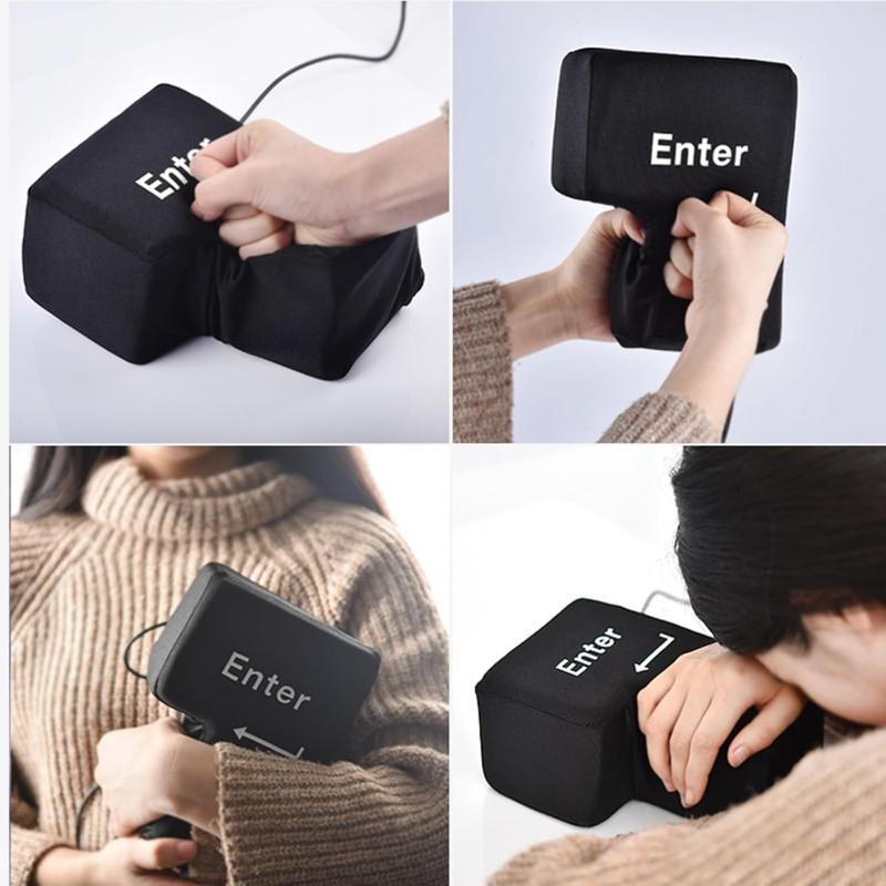 Giant Enter USB Big Enter Key Relieve Stress Toy, Creative Super Sized Big Enter Button Comfortable Economic Desktop Pillow Anti-Stress Punch Bag