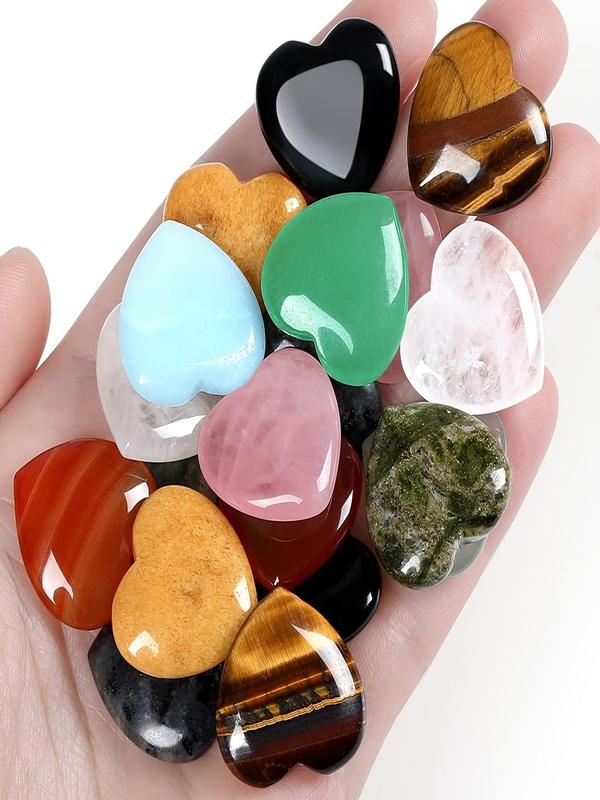 Random Color Heart Shaped Stone (1 Set), Natural Stone Polished Love Stone for Women & Girls, Heart Shaped Stone for Diy Jewelry Necklace and Bracelet Making