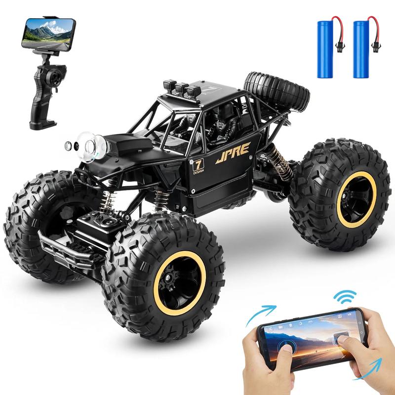 1:16 Scale RC Car with FPV Camera for Kids,2.4GHz Remote Control Truck, Off-Road High Speed Monster Trucks for Kids Adults, Black rc car