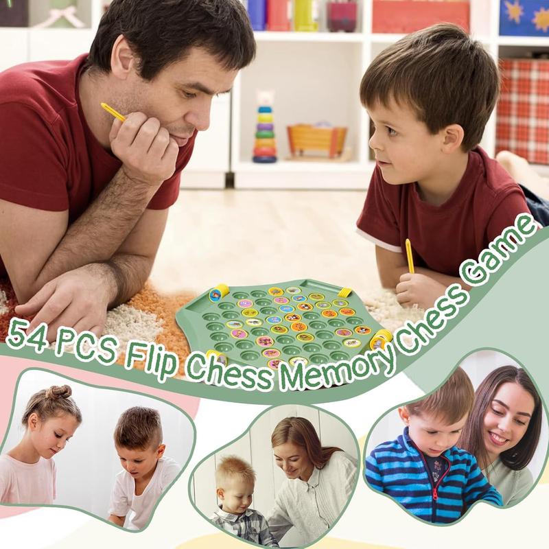 [Free Shipping]Memory Chess Game for Gathering Activity,Animal Flip Chess for 2-4 Players.Fun Puzzle Strategy Game for Family Time-Fun & Educational Matching Game,Educational Toy for Intelligence Development,Creative Pair-up Memory Game Board