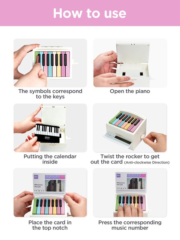 Piano Calendar 2025,Desk Calendar,Rechargeable Mini Piano With 52 Music Scores in 27 Cards,Christmas Gift,Creative Gift,Birthday Gifts,Gift for Family and Friends