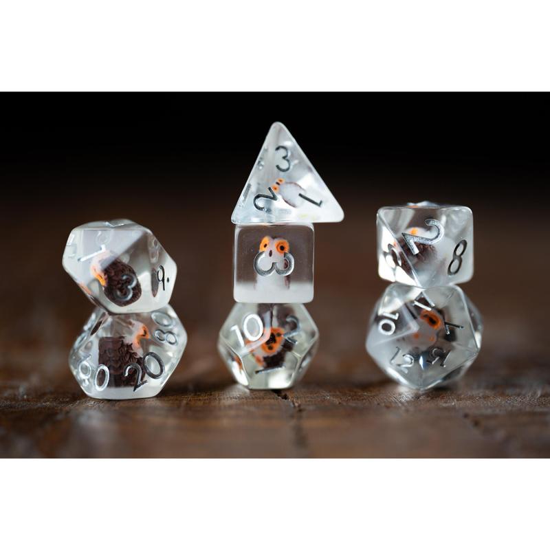 DnD dice sets: Tiny Talons Owl Dice Set: Cute Polyhedral DnD Dice - Perfect Gift for Owl Lovers and D&D Players