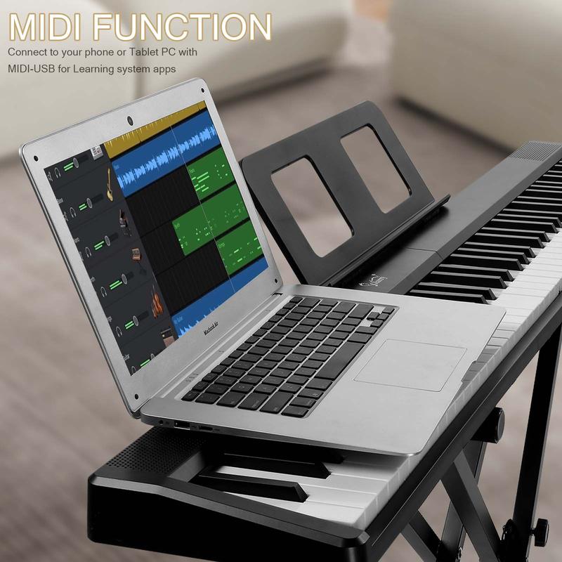 VINCIGO 88 Key Folding Piano, Portable Piano Keyboard Semi-Weighted Standard Keyboards Digital Piano with MIDI Bluetooth Handbag Headphone