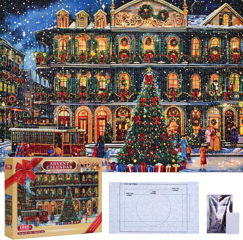 Advent Calendar 2024, Foil Puzzle 1008 Pieces Holiday Jigsaw Puzzles,  24 Days Christmas Countdown Calendar, Family Game  christmas Gifts, Home Decor   xmas decoration