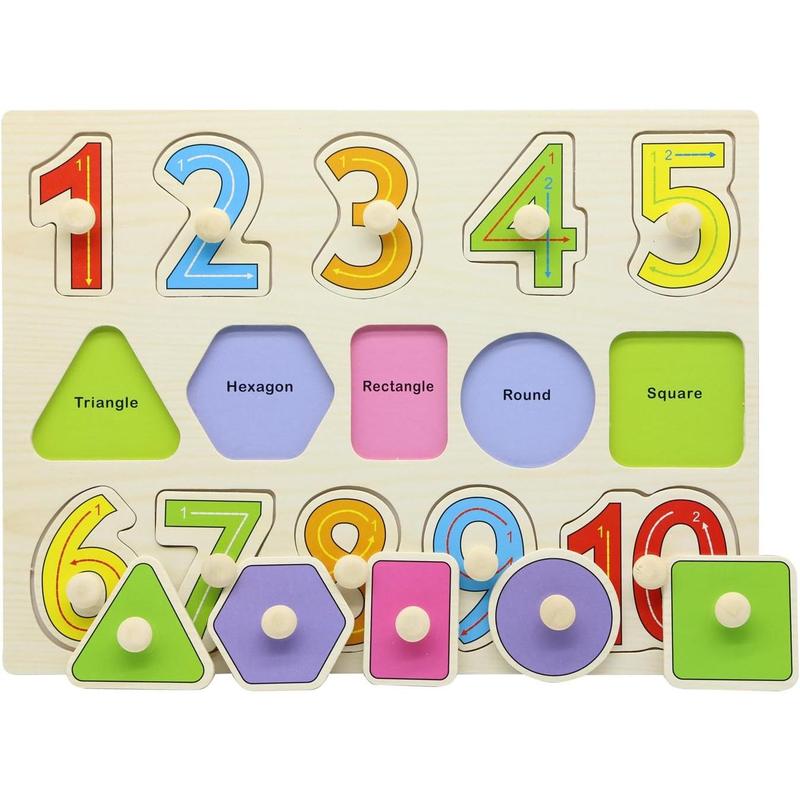 Wooden Jigsaw Peg Puzzle Board Toy Number Educational and Learning Puzzles Toy