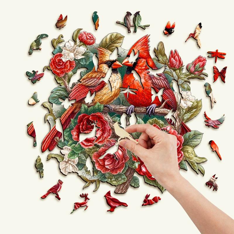 Beautiful Cardinal Wooden Jigsaw Puzzle for Kids and Adults