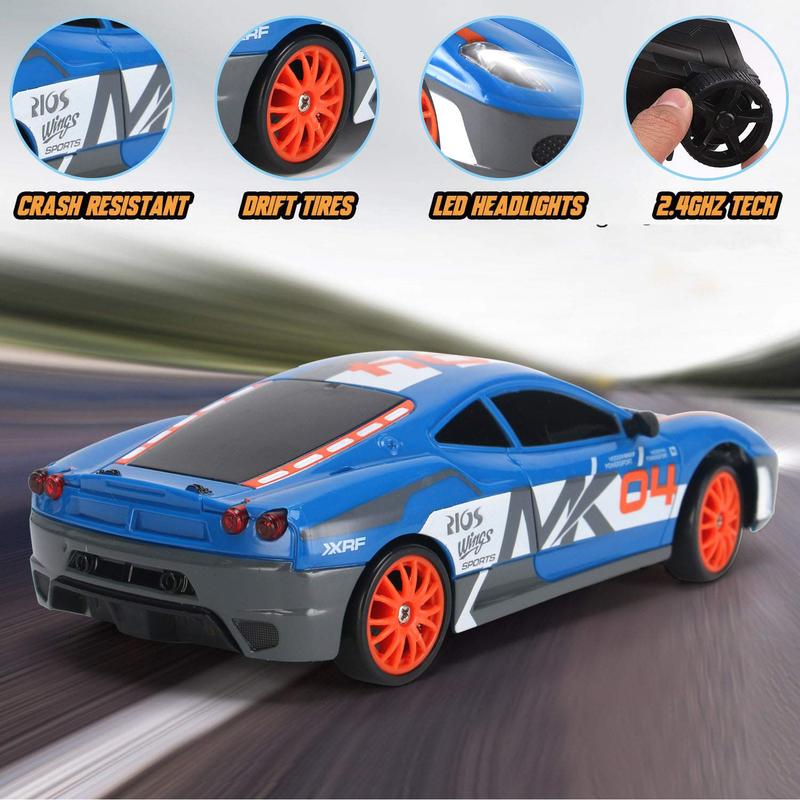 Remote Control Car RC Drift Car 2.4GHz 1:24 Scale 4WD 15KM H High Speed Model Vehicle LED Lights Drifting Tire Racing Sport Toy Car for Adult Boy Girl Kid Gift