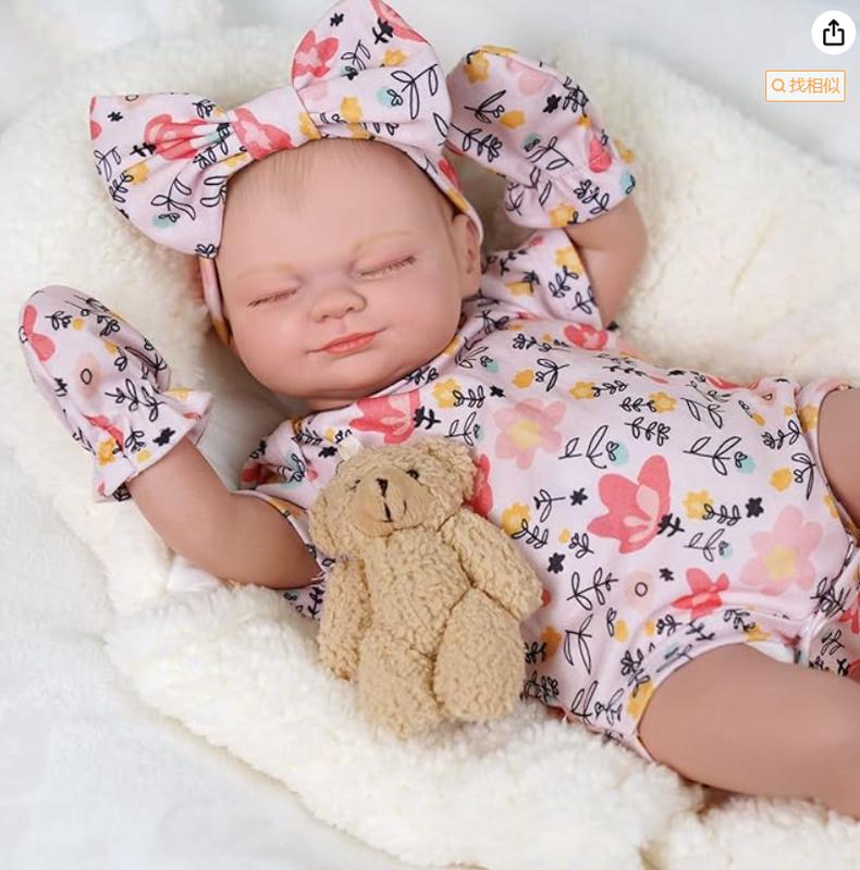 BABESIDE Lifelike Reborn Baby Dolls - Skylar, 17-Inch Real Baby Feeling Realistic-Newborn Sweet Smile Sleeping Dolls Real Life Baby Doll Girl with Gift Box for Cuddling, Role Playing and Collection