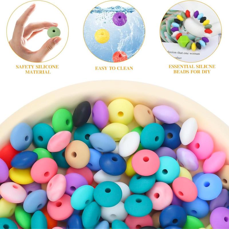 12mm Mixed Color Silicone Bean, 50pcs set DIY Handmade Necklace Plastic Pen Bead, Keychain Bag Chain Phone Chain Bracelet Jewelry Supplies Bead