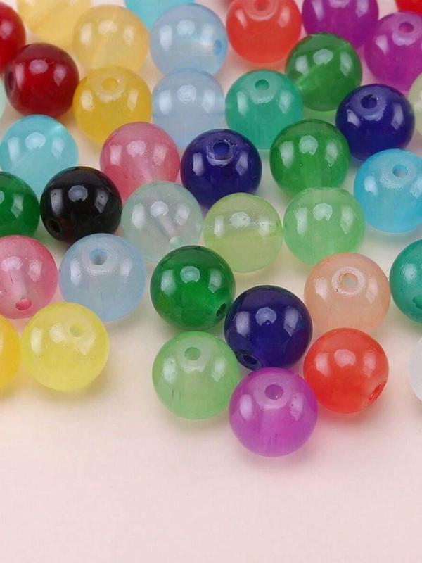 8mm Glass Beads for Jewelry Making, 24 Colors Random Color Beads with Jump Ring, Lobster Clasp, Elastic Thread for Bracelet Necklace Earrings Jewelry Making and DIY Crafts Gift