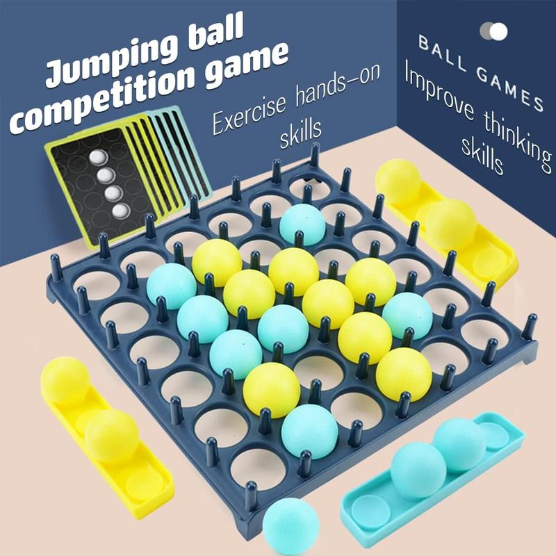 Bounce Ball Game with Family,Adults,Teens and Children,Connect Ball Board Games Table Game Toys,with 9 Cards with Different Patterns,16 Balls and 1 Game Grid,The Perfect Holiday Toy for Kids