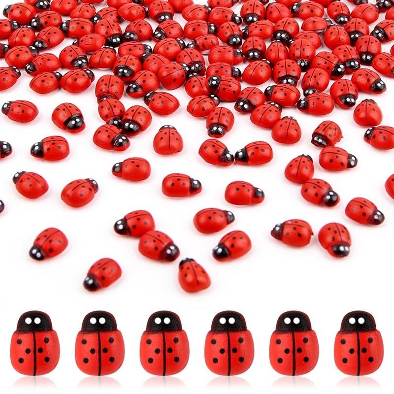 Ladybug Shaped Decorative Toy, 100pcs set Mini Ladybug Figurine, Animal Miniatures for DIY Fairy Gardens, Micro Landscapes Succulent Ornaments