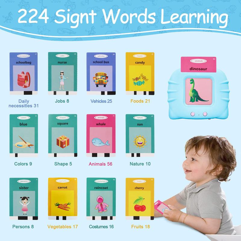 224 510(Spanish&English) Words Alphabet BilingualTalkingHash Cards for 3-8 YearsToddlers. Pocket Speech BuddyTherapy AutismToys,  EducationalLearing InteractiveToy for Boys GirlsKids Gifts Blue