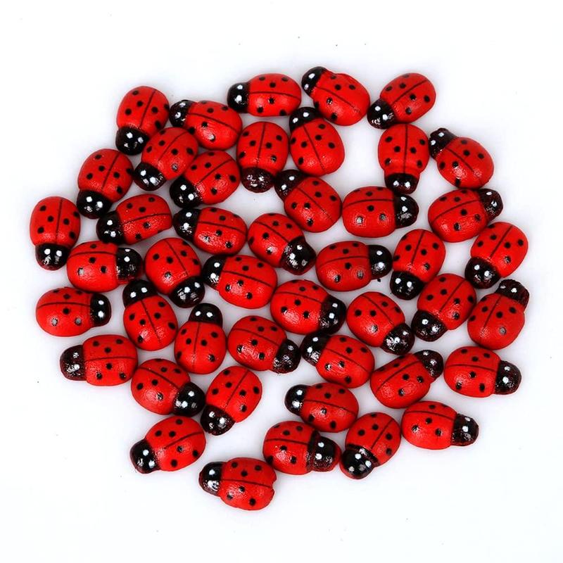 Ladybug Shaped Decorative Toy, 100pcs set Mini Ladybug Figurine, Animal Miniatures for DIY Fairy Gardens, Micro Landscapes Succulent Ornaments