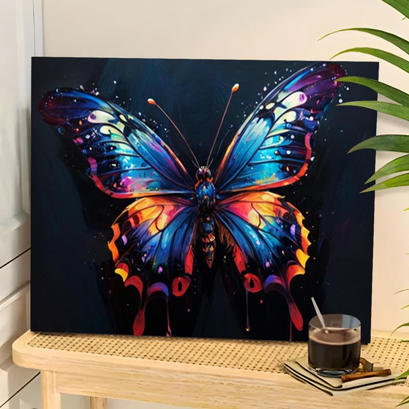 Butterfly Pattern DIY Painting By Numbers Kit, 1 Set DIY Paint By Numbers Kit Without Frame, Wall Art Decor for Home Living Room Bedroom