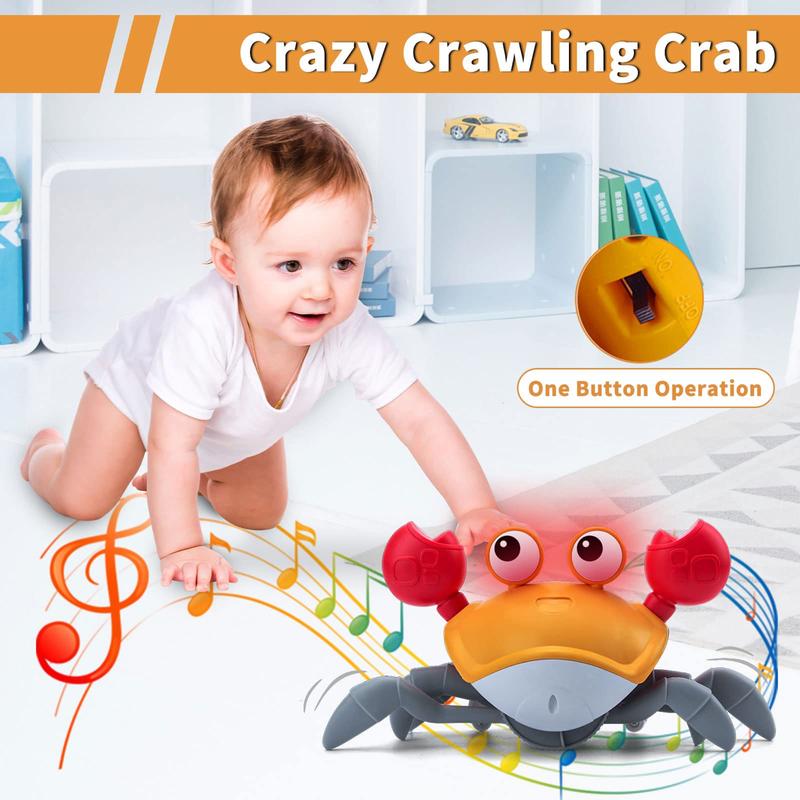 Crawling Crab Toy,Walking and Dancing Crab Toy,Sensory Fun Moving Crab Toy with Sound and light for Kids,Birthday Gifts for Boys Girls