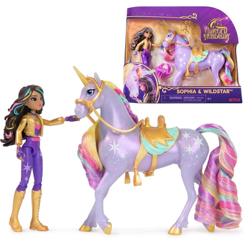 Unicorn Academy, Sophia & Wildstar Set with 2 Riding Accessories & Hair Styling Tool, Dolls & Unicorn Toys for Girls Ages 4 and up