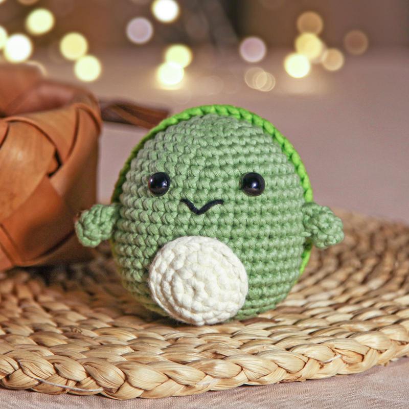 Cute Turtle Design Crochet Kit, 1 Set DIY Knitting Supplies, Including Crochet Hooks, Yarns, Scissors, Tape, Instructions, Creative Birthday and Holiday Gift Options