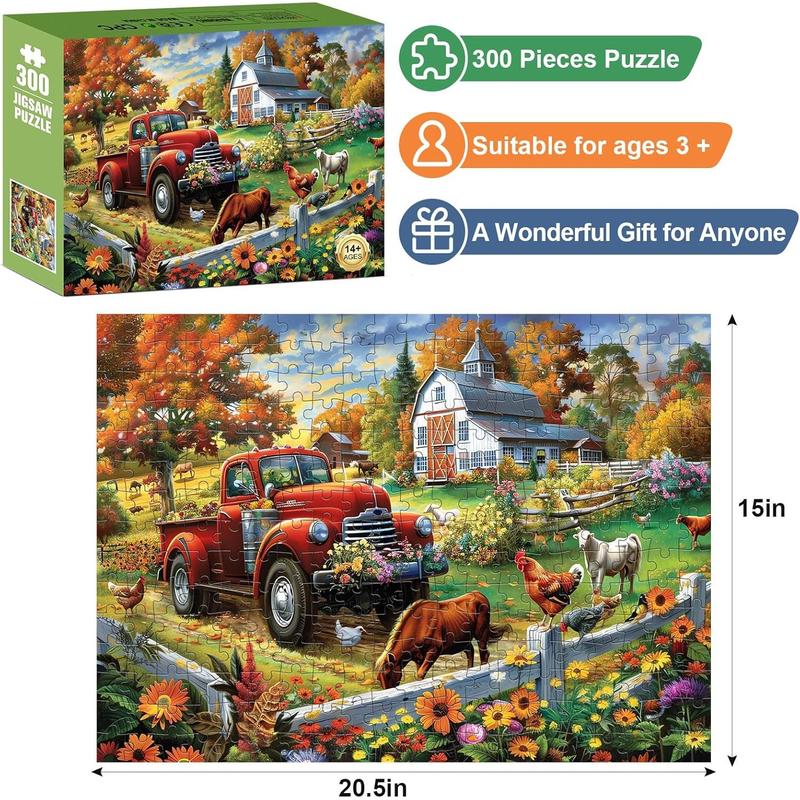 300 Pieces Jigsaw Puzzle for Adults,Country Life Puzzle 300 Pieces Highlights The Agricultural Life and Rural Beauty - Thick,Sturdy Pieces Challenging Family Activity Great Gift Idea,20.5 x 15 in