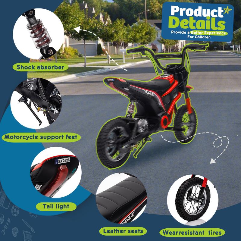 Red Pink Blue Green Kids Ride On 24V Electric Toy Motocross motor-cycle Dirt Bike-XXL large,Speeds up to 14.29MPH,Dual Suspension, Hand-Operated Dual Brakes, Twist Grip Throttle, Authentic Motocross Bike Geometry,Birthday Christmas Gift For Child