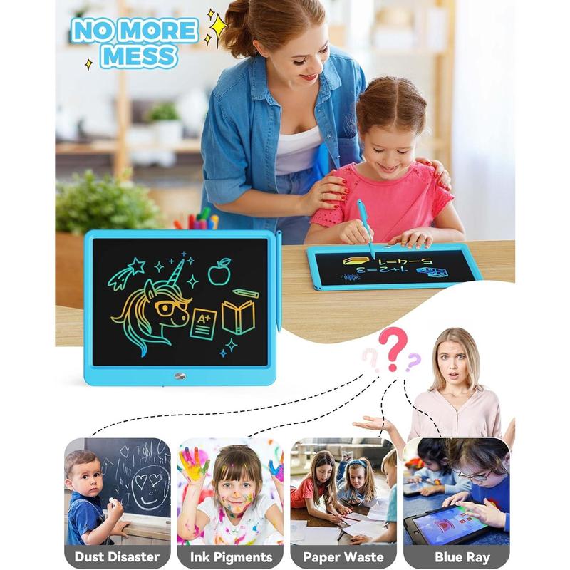 , 10 Inch Colorful Toddler Doodle Board Drawing Tablet, Erasable Reusable Electronic Drawing Pads, Educational and Learning