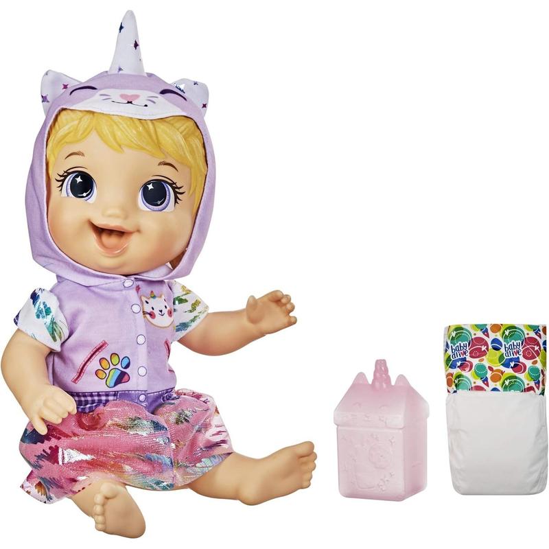 Baby Alive Tinycorns Doll, Unicorn, Accessories, Drinks, Wets, Blonde Hair Toy for Kids Ages 3 Years and Up