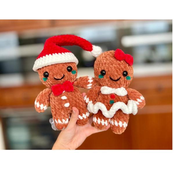 Gingerbread Man and Woman Crochet, Christmas Crochet, Cute Xmas Crochet (Handmade goods will be made by hand so the production time will be a little longer)