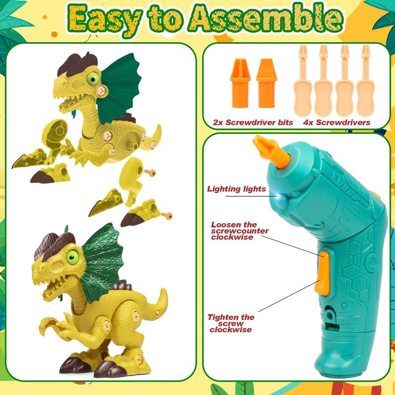 Christmas gifts kids toys,Take Apart Dinosaur Toys for Kids, stem toys,Detachable Building Toys with Electric Drills, Learning Educational Construction Toys, Art Creativity Gifts for Boys and Girls Age 3 4 5 6 7 8 Year Old