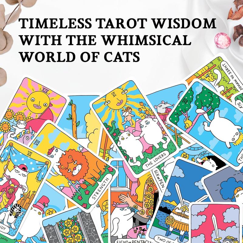 Cat Tarot Cards: A 78-Card Cat Tarot Deck with Guidebook - Unique Tarot Cards for Cat Lovers and Tarot Enthusiasts - Cute Tarot Cards for Beginners Tarot Deck