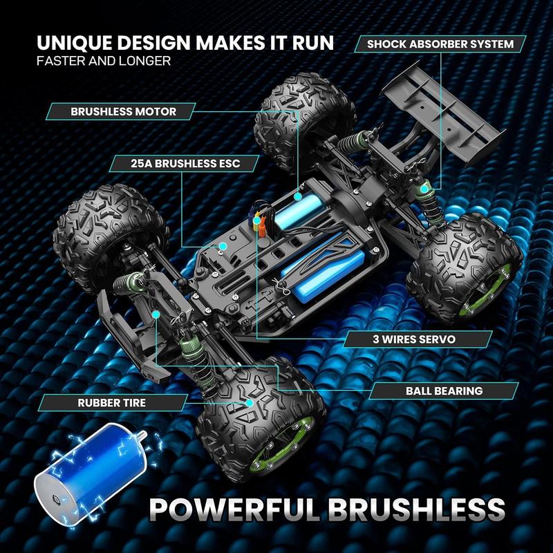 DEERC Brushless 302E RC Cars s, Upgraded 60KM H High Speed Remote Control Car, 4WD 1:18 Scale All Terrain Off Road Monster Truck with DIY Extra Shell, 2 Rechargeable Battery 40 Mins Car Toy drift rc