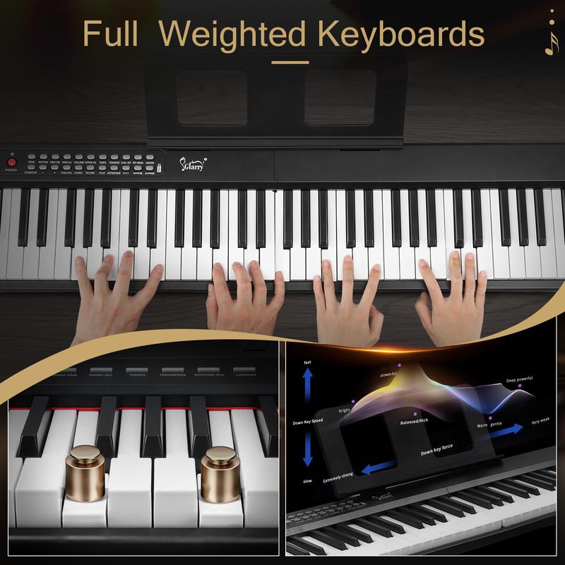 VINCIGO 88 Key Folding Piano, Portable Piano Keyboard Semi-Weighted Standard Keyboards Digital Piano with MIDI Bluetooth Handbag Headphone