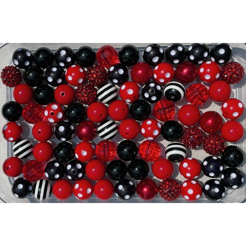 Minnie Mix  - 20mm Bubble Gum Bead Mixes, Red and Black Chunky Bead Mixes