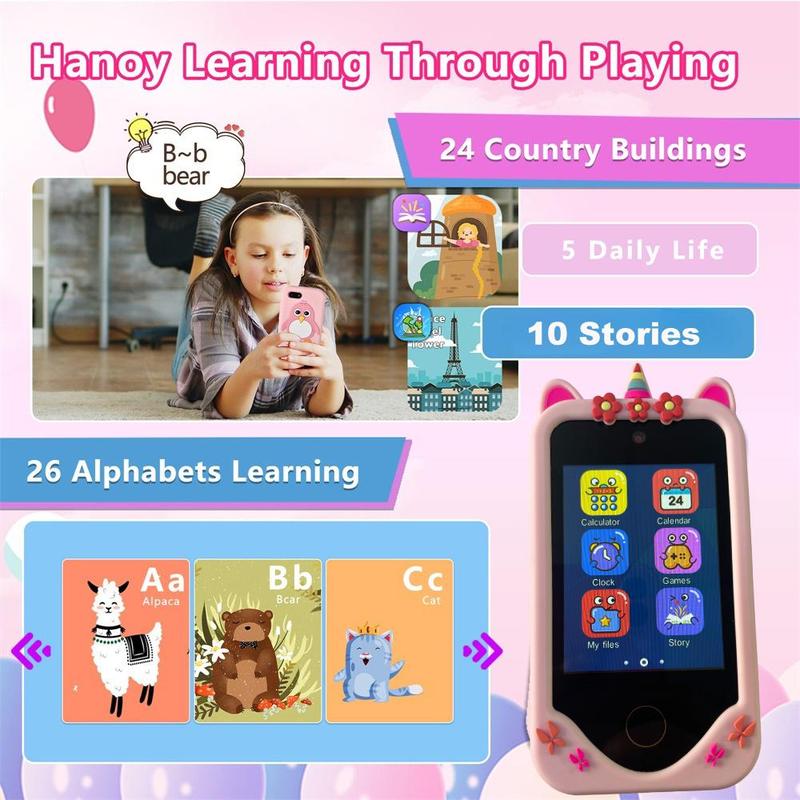 KGG Smart Electronic Learning Device, Student Funny Learning Education Phone Tool, Mini Phone Toy with 32G SD Card & Games & Alarm Clock & Calculator