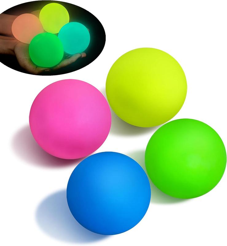 Random 12 Color Night Light Sticky Target Ball Sticky Wall Luminous Relief Balloon Interactive Ceiling Ball Dart Sticky Ball Toy Boys and Girls