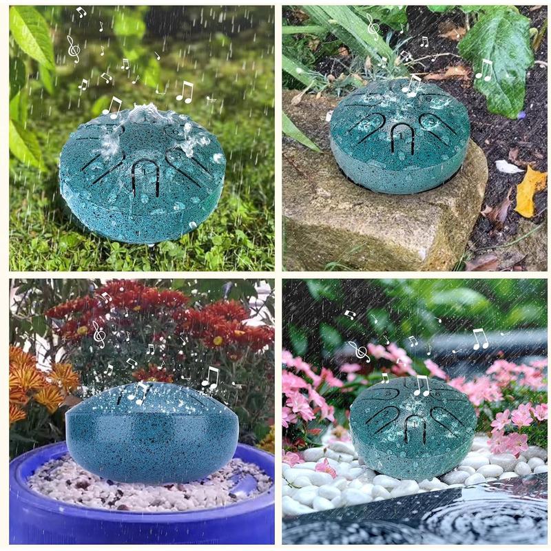 Rain Drum for Outside Garden - Upgraded Non Waterlogging Rain Drum for Outside when It Rains, 3 Inches 6 Notes Steel Tongue Drum Rain Chime, Mini Outdoor Rain Drum Instrument(Malachite)