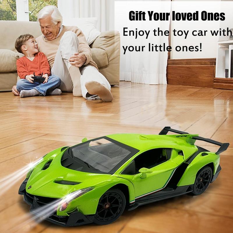 QUN FENG Lamborghini Remote Control Car 1:24 Scale Lambo Toy Car Officially Licensed Rc Cars with Light 2.4Ghz Model Car for Boys 4-7 Girls Birthday Gift, Green remote control